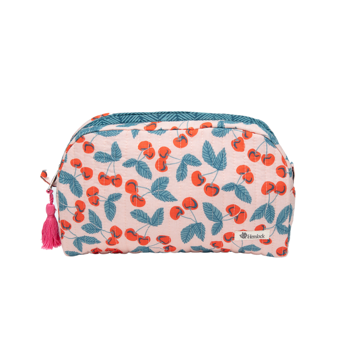 Cherry Large Quilted Scallop Zipper Pouch