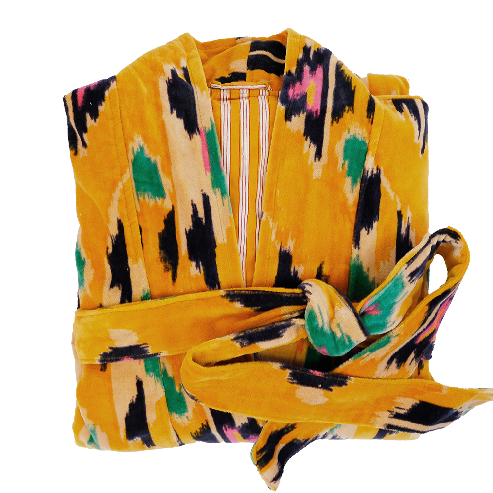 Reversible Cotton Velvet Duster Size: OS - Marigold Ikat