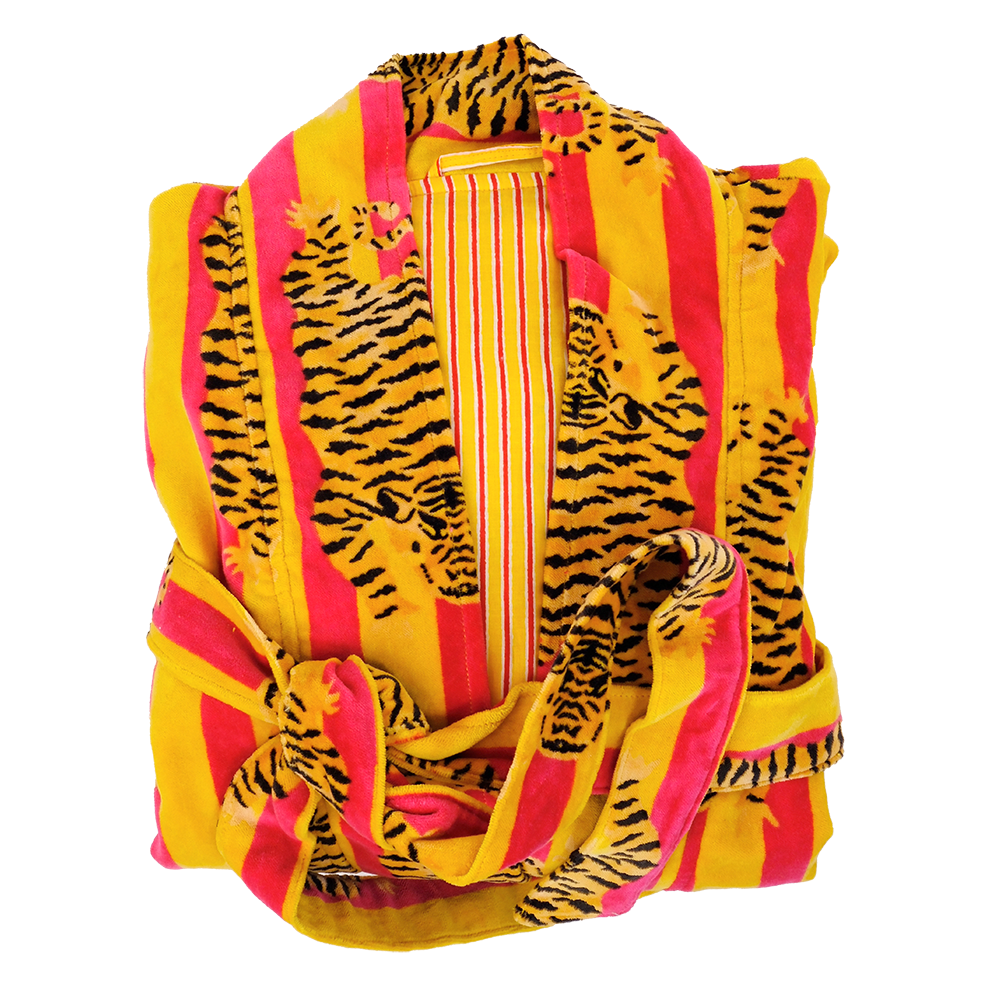 Reversible Cotton Velvet Duster Size: OS - Tiger Gold Stripes
