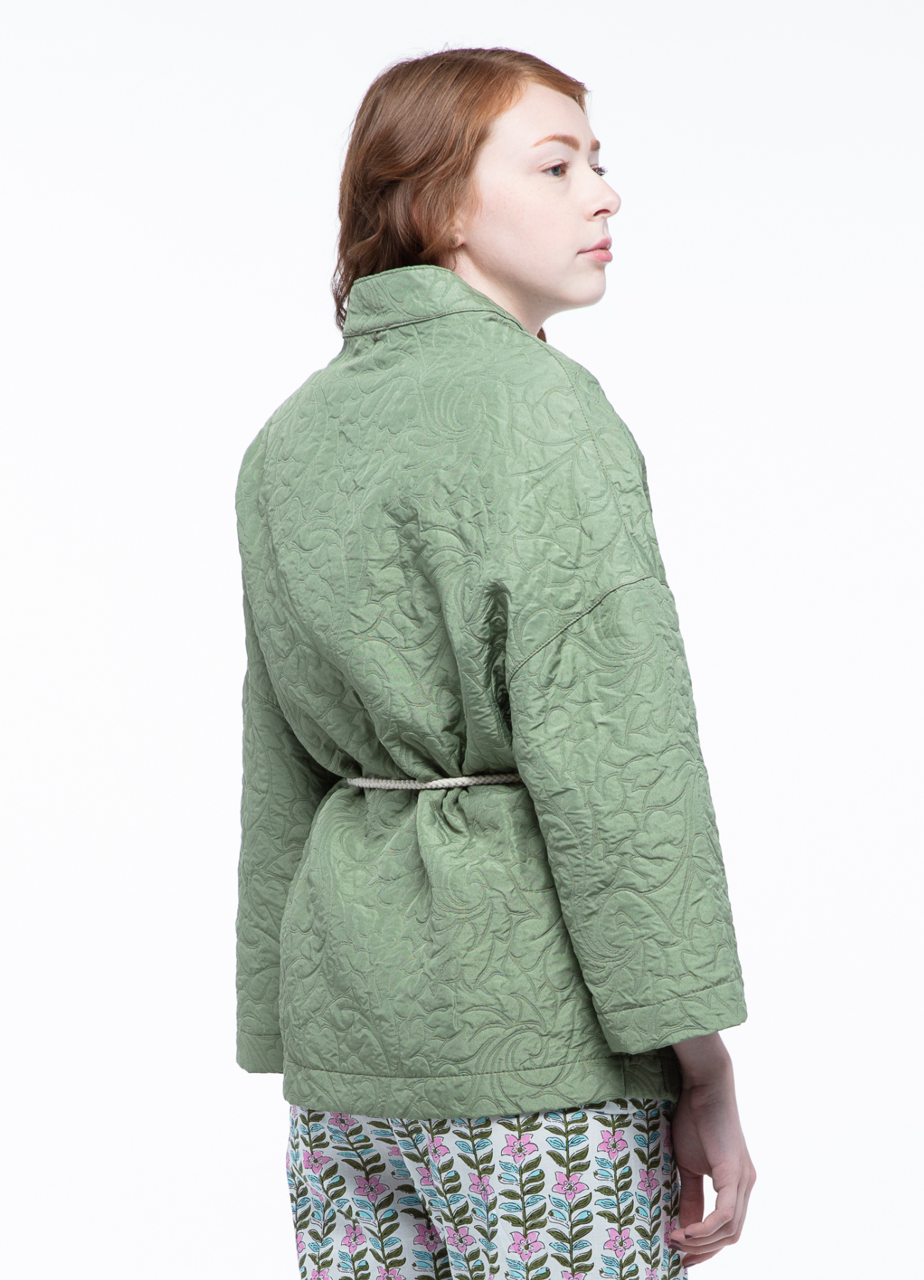 Berna Quilted Kimono Jacket Size: M - Sage
