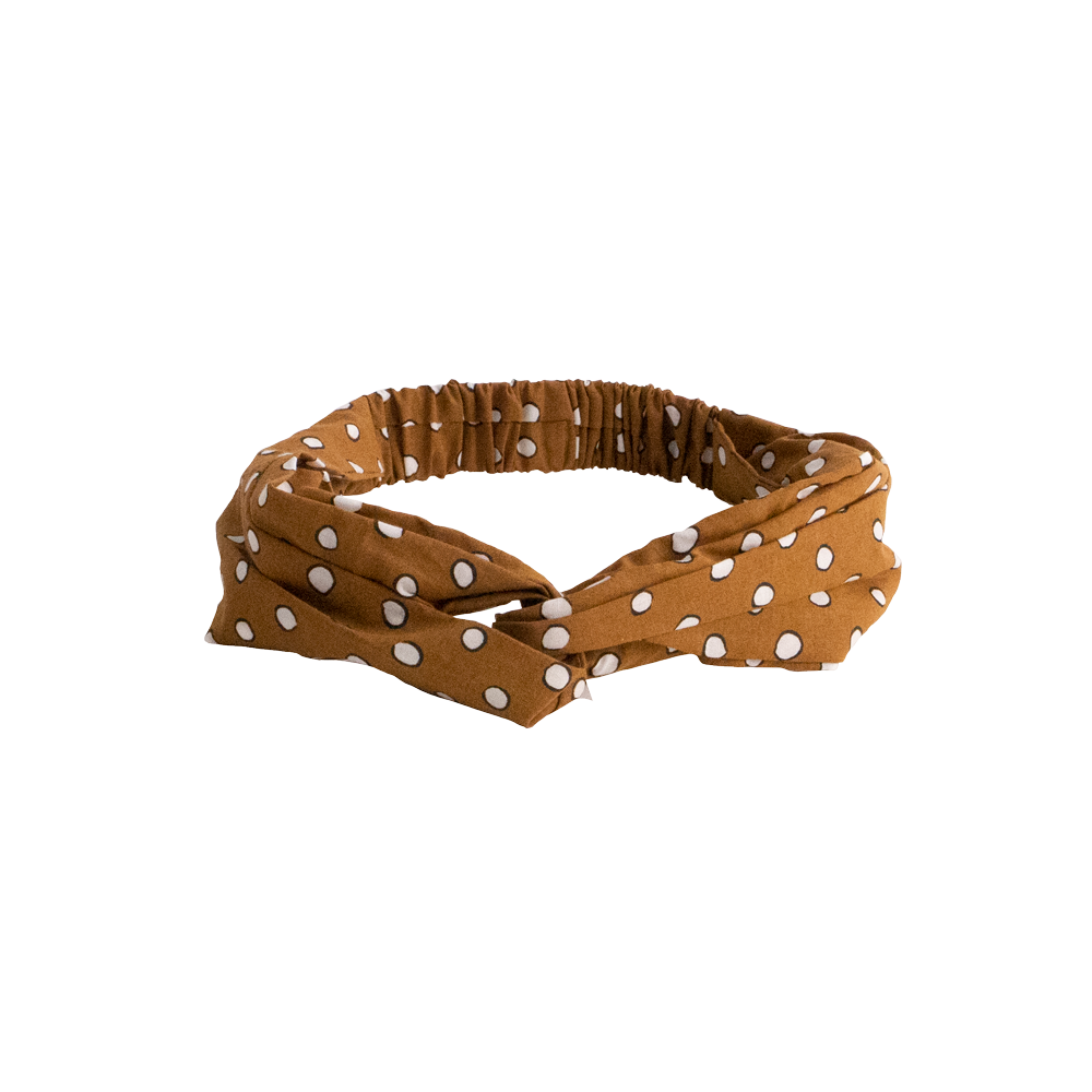 Hemlock Goods Jahnsen Bandana Headband in brown Polka dot
